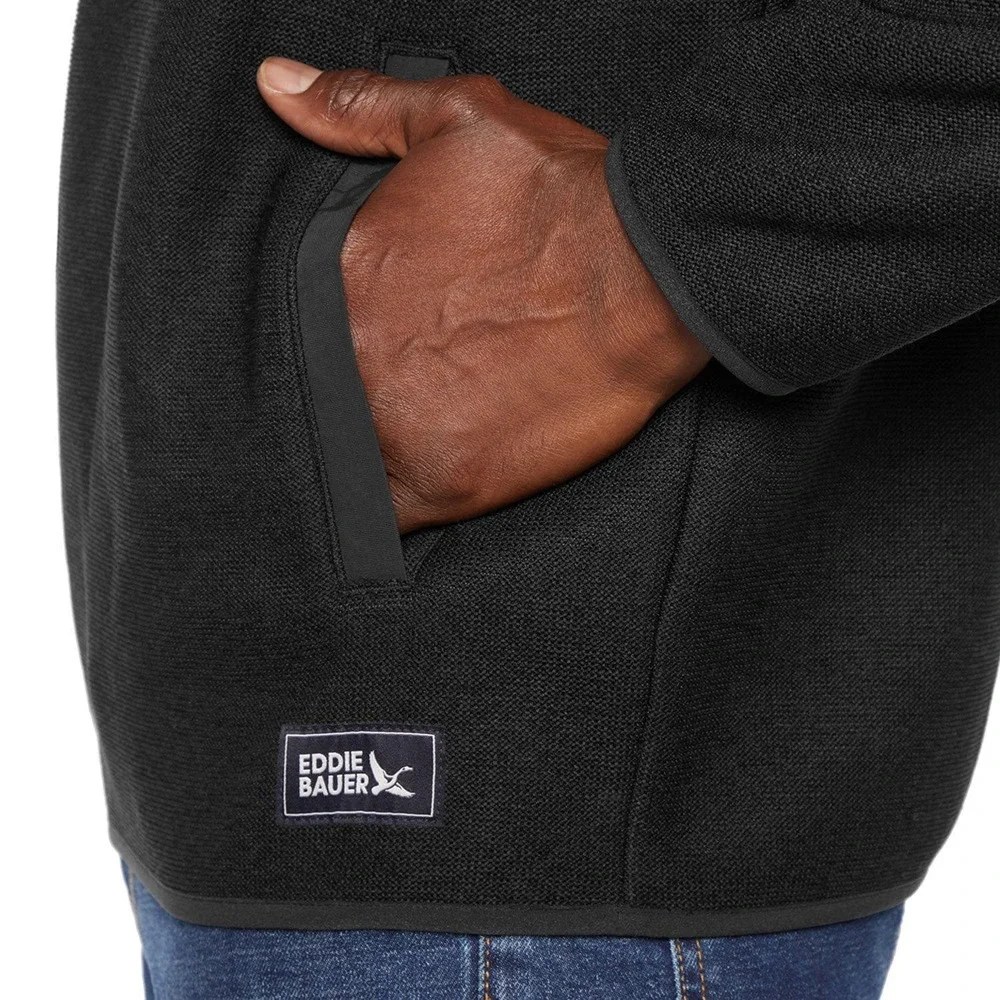 Eddie Bauer Mens Sweater Fleece Pullover‎ Jacket Black Large NWT